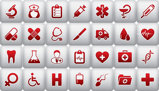 Медицинские иконки в PNG формате и количестве 28 штук
